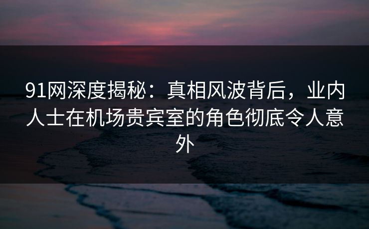 91网深度揭秘：真相风波背后，业内人士在机场贵宾室的角色彻底令人意外