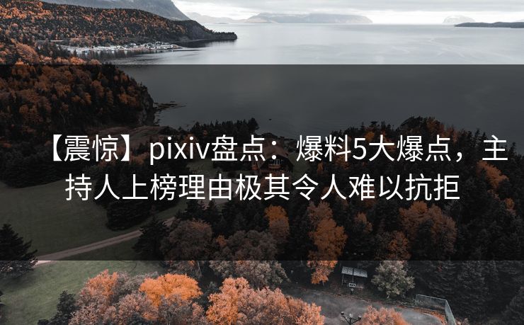 【震惊】pixiv盘点：爆料5大爆点，主持人上榜理由极其令人难以抗拒