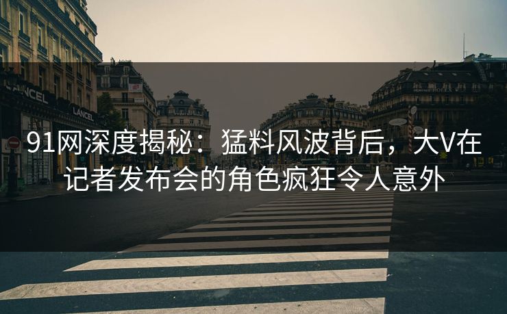 91网深度揭秘:猛料风波背后,大V在记者发布会的角色疯狂令人意外 91网深度揭秘:猛料风波背后,大V在记者发布会的角色疯狂令人意外