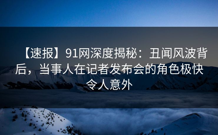 【速报】91网深度揭秘：丑闻风波背后，当事人在记者发布会的角色极快令人意外