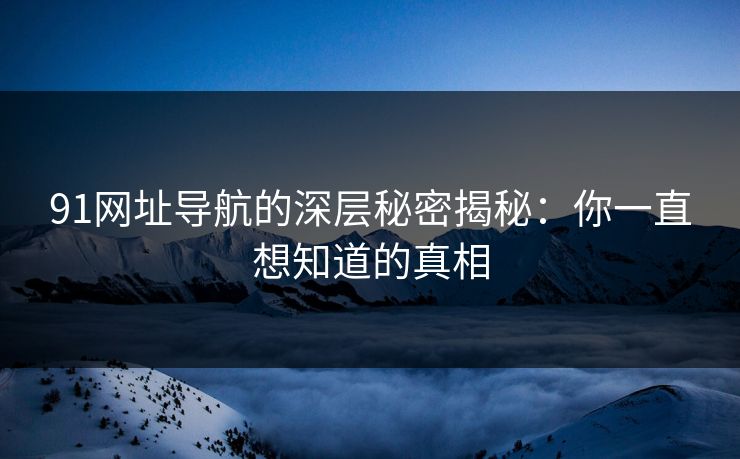 91网址导航的深层秘密揭秘：你一直想知道的真相