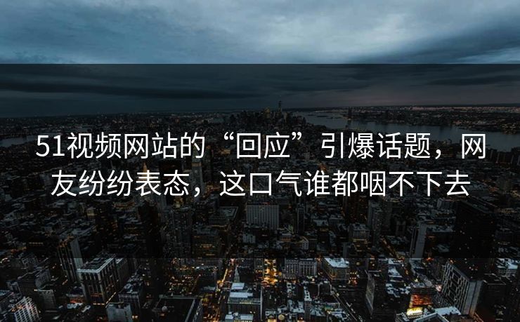 51视频网站的“回应”引爆话题，网友纷纷表态，这口气谁都咽不下去